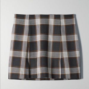 Aritzia Plaid Mini Skirt - Black, White, Brown